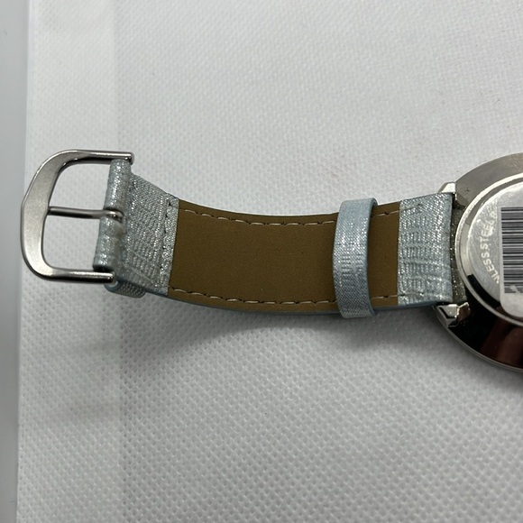 Cavanaugh Large Face Watch Rhinestones Quartz Metallic Genuine Leather Band - Picture 5 of 13